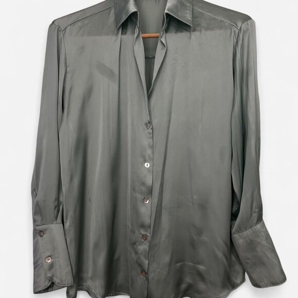 Zara Mint/Sage Green Button-Up Blouse – Size S – Excellent Condition - Picture 3 of 4